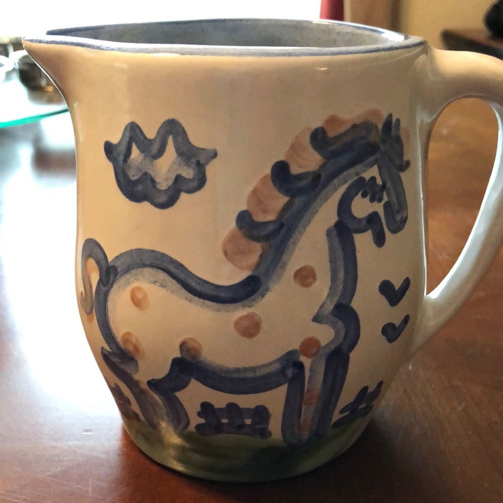 M A Hadley handPainted Ceramic Cream Pitcher with Horse Design